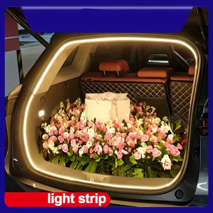 Wireless automotive LED strip light with motion sensor for vehicle trunk. Essential car accessory.