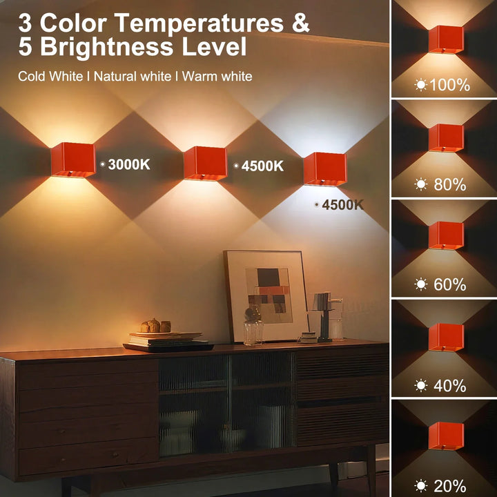 Motion sensor LED wall light, cordless & rechargeable, controlled by remote. Great for smart lighting.