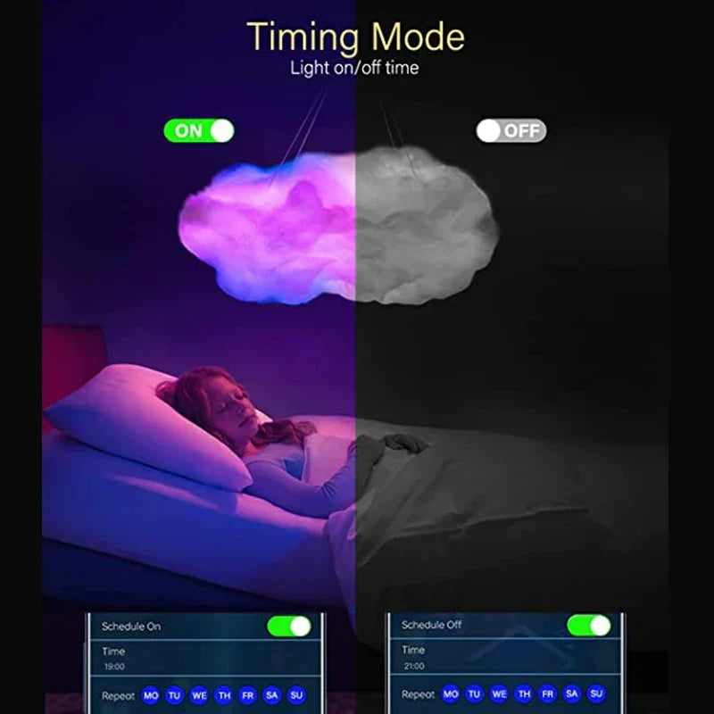 Dynamic 3D cloud light, a smart LED thunder lamp with music sync and app control, ideal for ambient room decor.