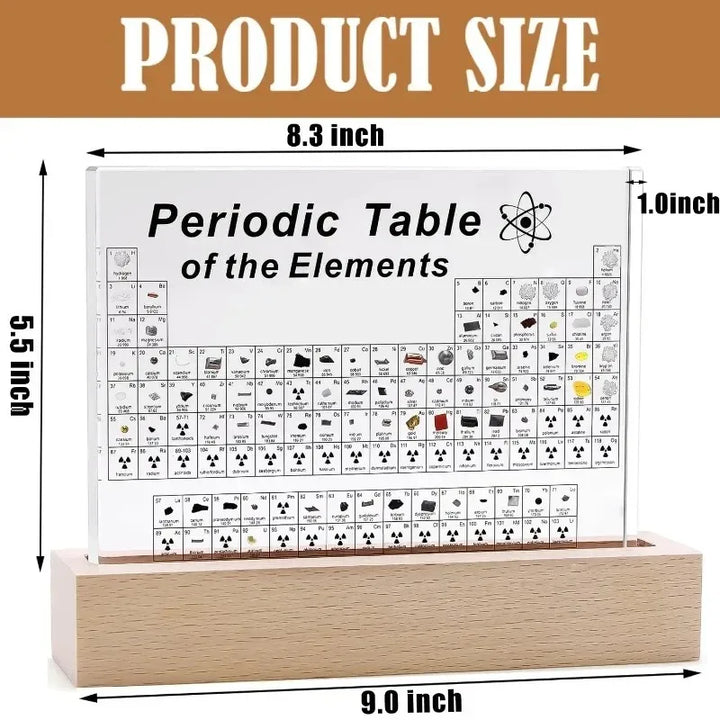 Educational Acrylic Periodic Table Display, ideal student aid & teacher gift. Features a bright USB light for clarity.