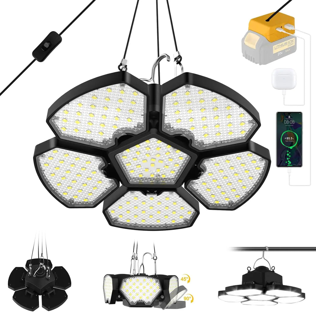 Unisex 20V portable LED work light for job sites, garage & outdoor tasks. Bright cordless floodlight for emergencies.
