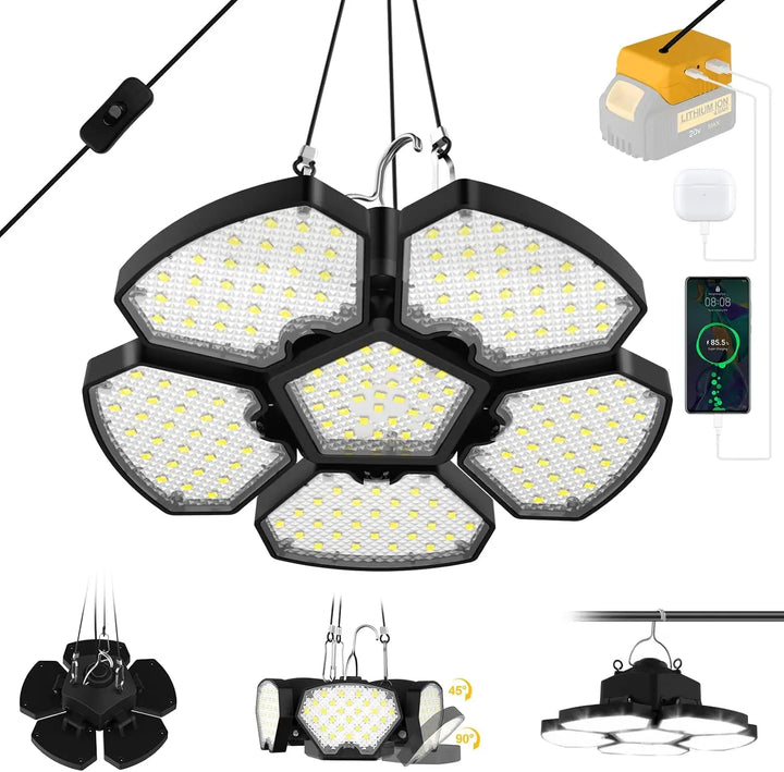 Unisex 20V portable LED work light for job sites, garage & outdoor tasks. Bright cordless floodlight for emergencies.