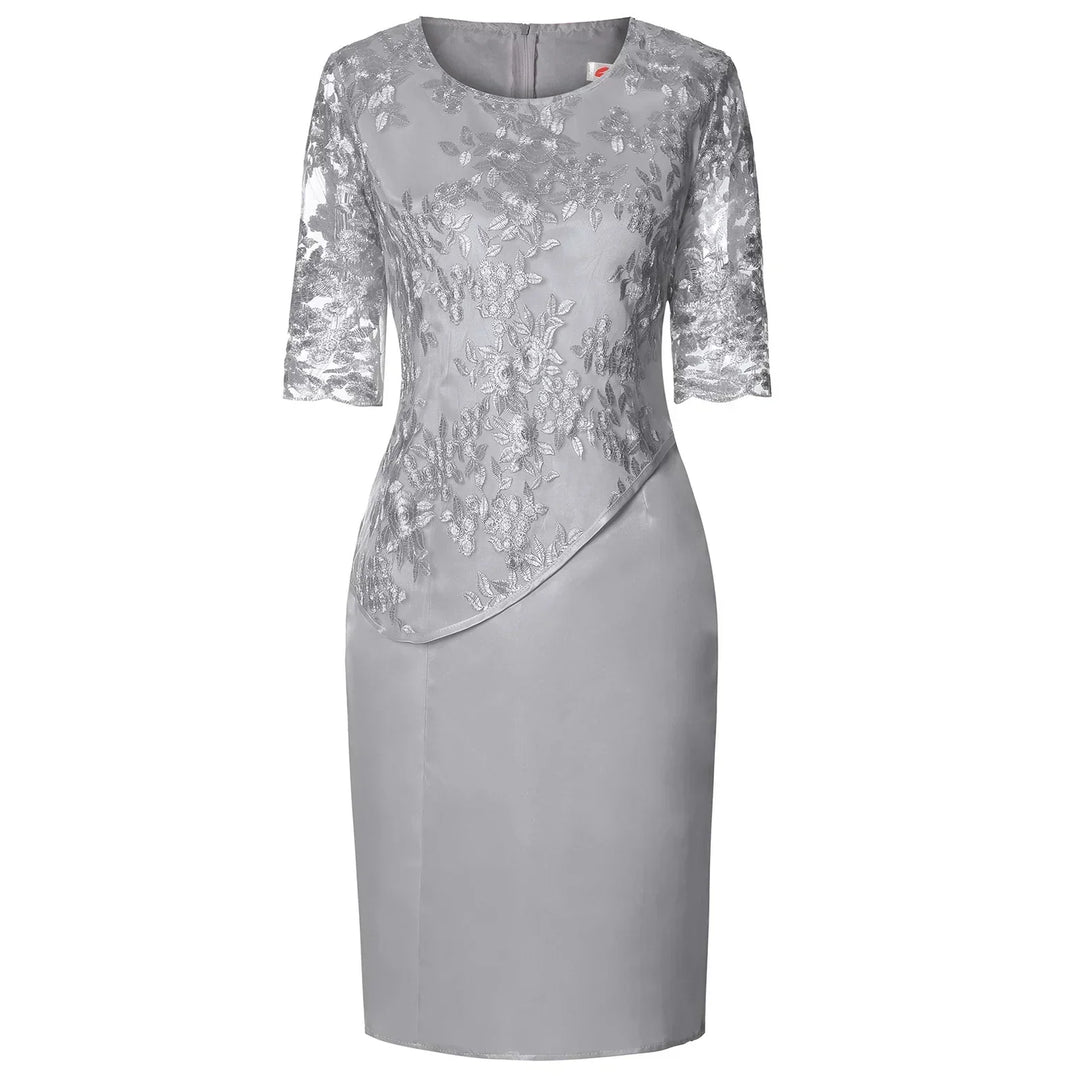 Versatile short sleeve midi dress for women, ideal for formal events or a chic party outfit.