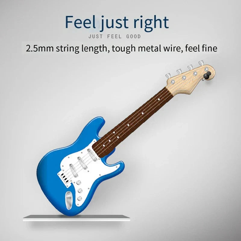 Beginner 4-string electric guitar, ideal music gift for aspiring young rockers and early learners.