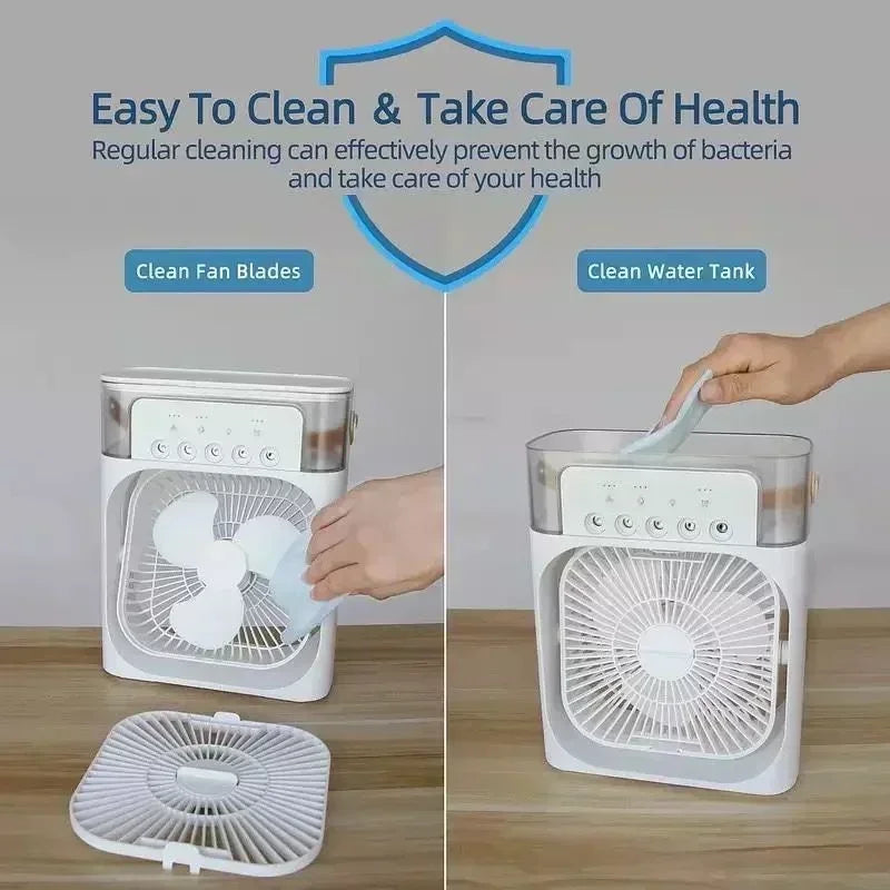 Stay cool with Tavvitaimp18 portable personal air cooler, fan, humidifier & LED light for ultimate comfort.