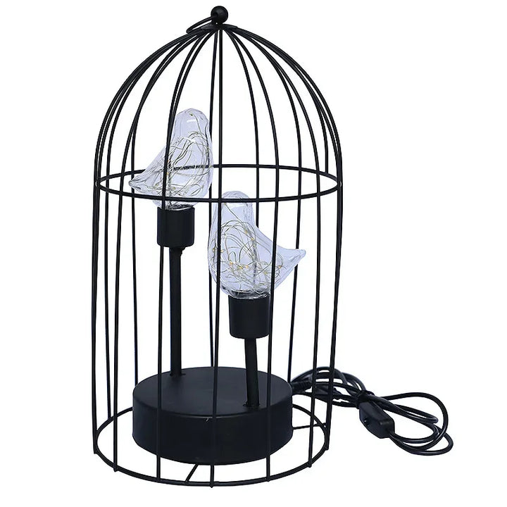 Versatile birdcage LED table lamp with warm glow. Battery/USB for flexible placement. Great decorative home accent.