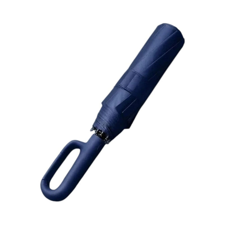 Automatic travel umbrella with wrist strap, secure & portable, essential gear for unexpected weather.
