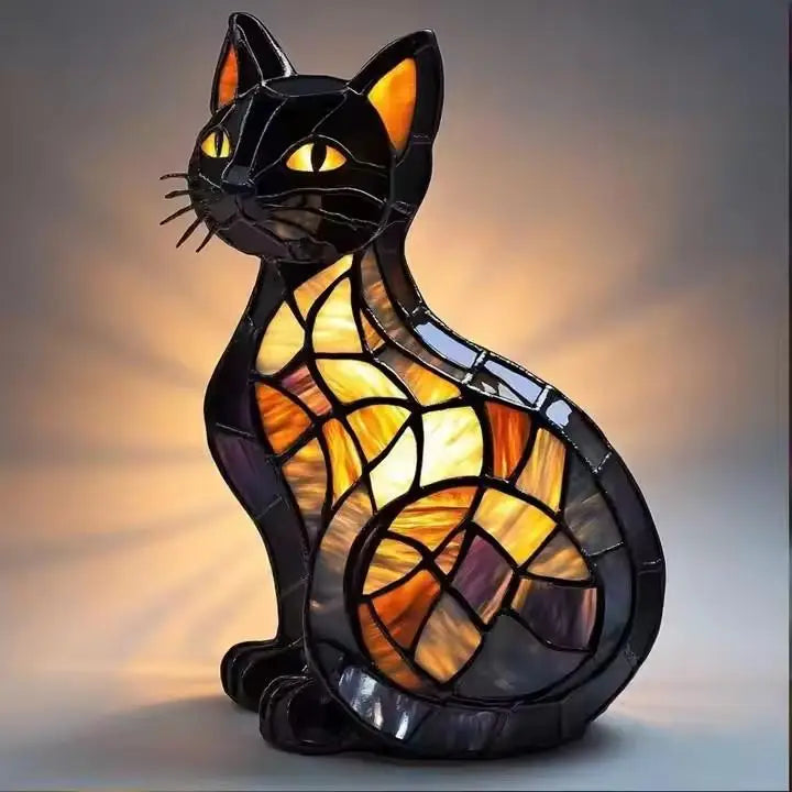 Vibrant 3D cat LED night light casting a colorful glow, ideal as a decorative lamp for any room.