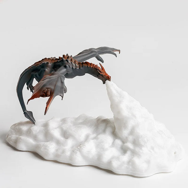 3D printed dragon LED night lamp, USB rechargeable, glowing for kids room decor.