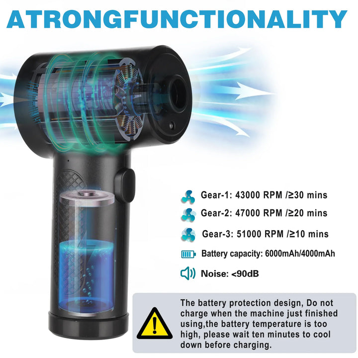 Eco-friendly cordless air blower for computers & electronics. Powerful dust removal, USB rechargeable.