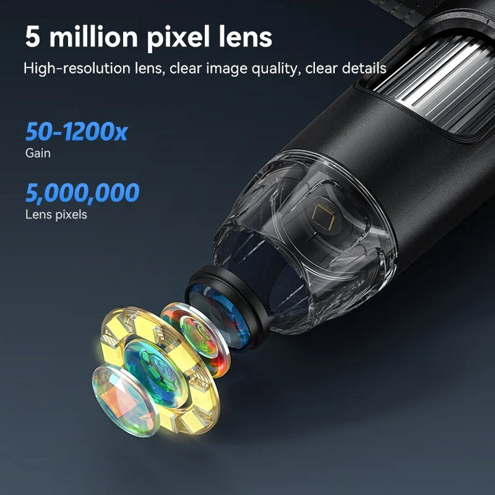 Precision 7-inch USB digital microscope, ideal for smartphone repair, soldering, and detailed PCB inspection.