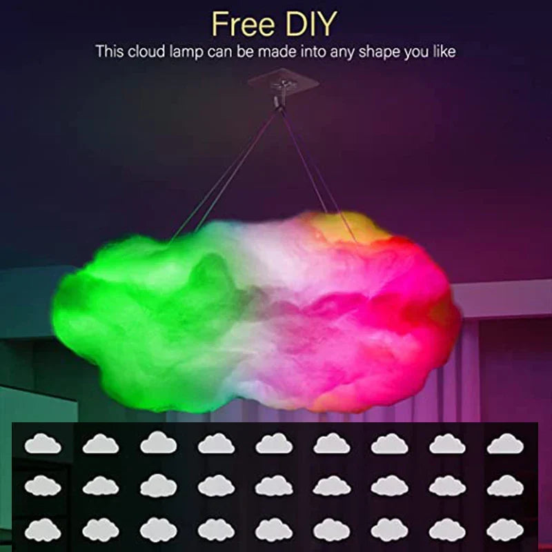 Modern thundercloud lamp with music sync, 3D cloud design, and app-controlled LED lighting, enhancing room decor.