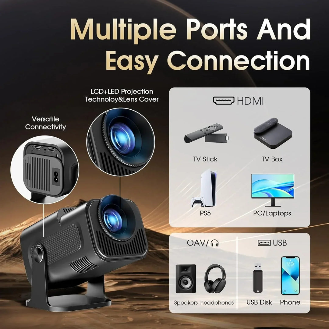 Tavvitaimp18 Smart Portable Projector, compact design, ideal for travel, home theater, outdoor cinema.
