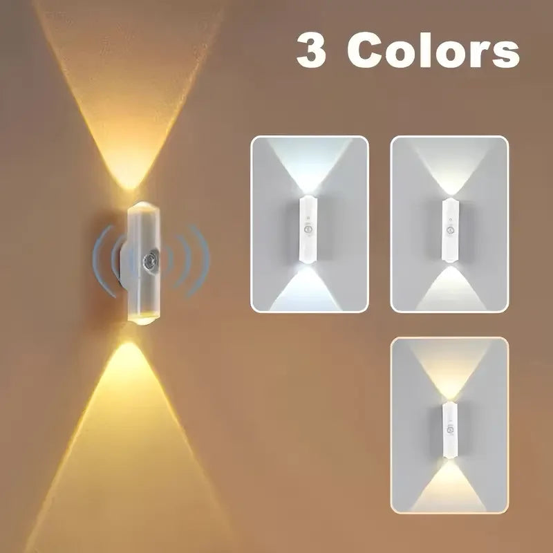 SmartGlow 2-pack motion sensor wall lights; rechargeable, cordless & bright LED.