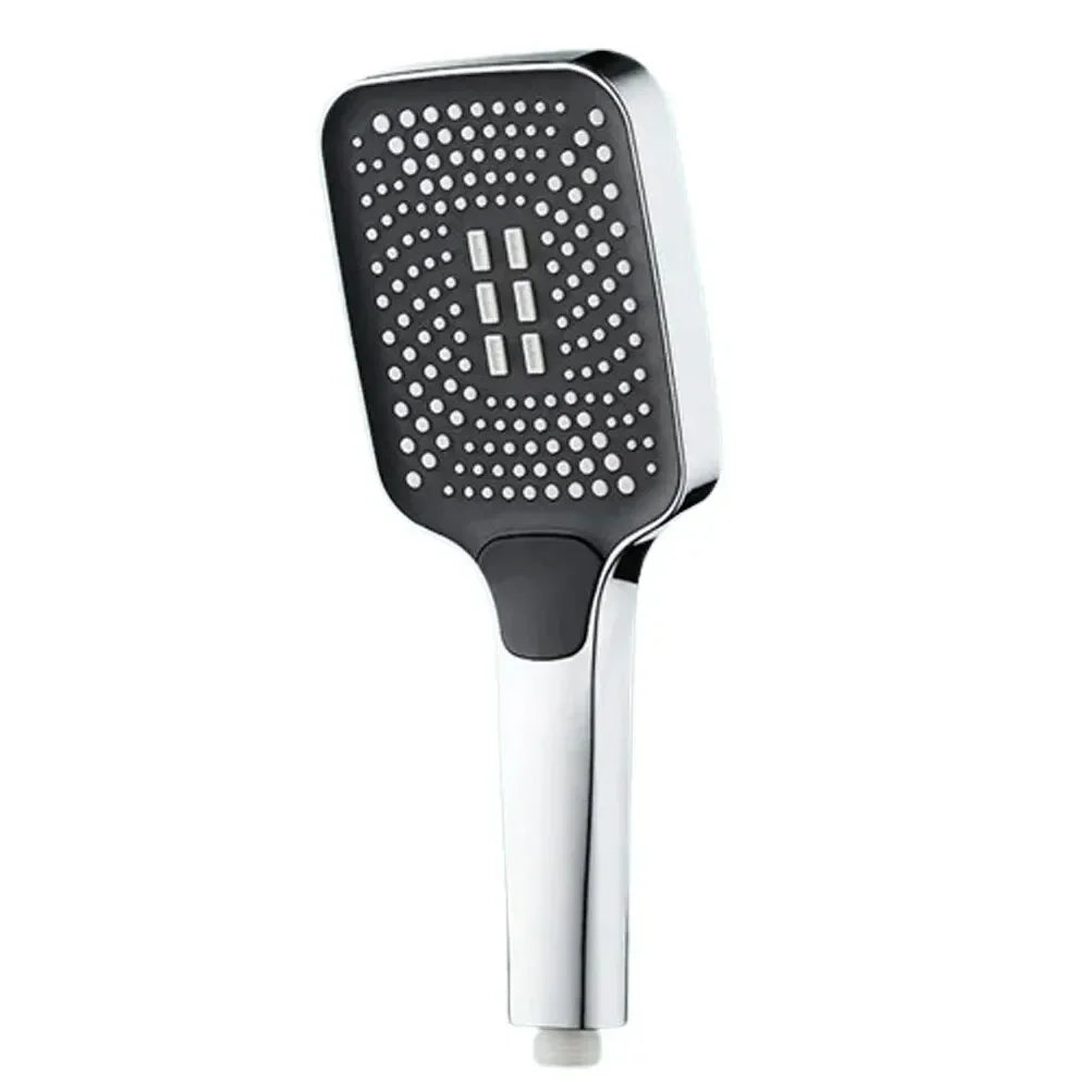 Easy install silver rainfall shower head, 3 settings, perfect for a spa-like bathroom comfort & upgrade.