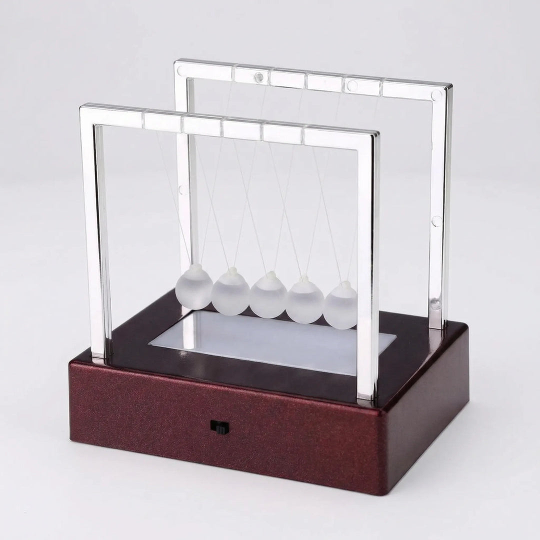 Mesmerizing kinetic sculpture with a colorful LED display, an elegant physics toy for any tabletop.
