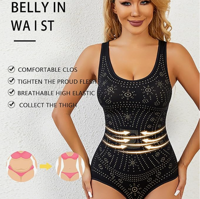 Women's full body shaper, firm control. Seamless design for tummy, waist, butt sculpting & posture support. Defines curves.