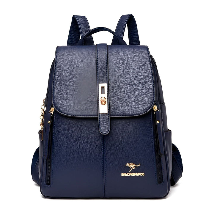 Fashionable women's travel backpack, luxury PU leather, versatile for trips, work, or casual wear.