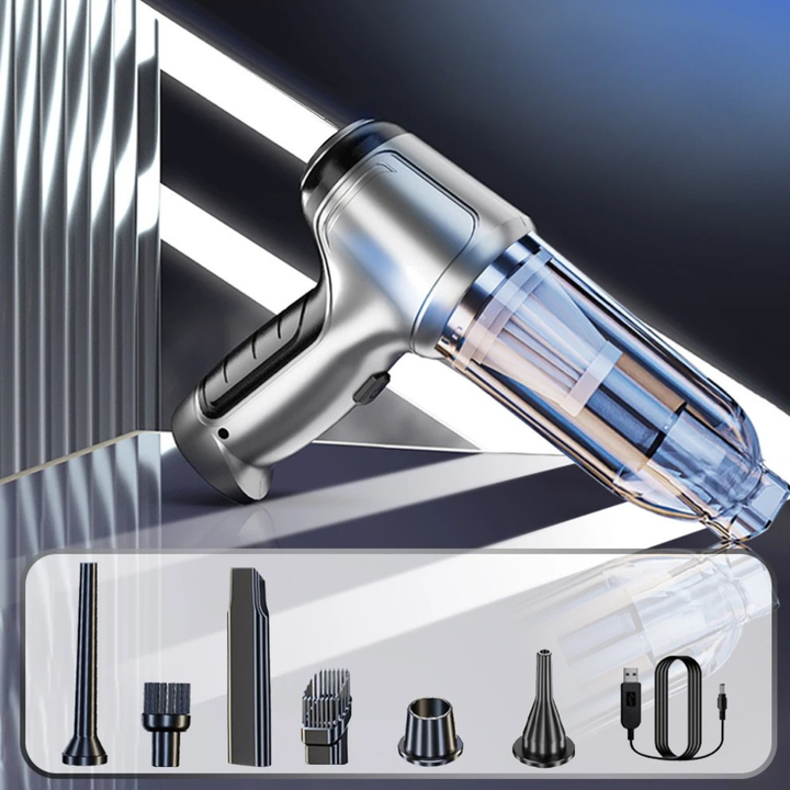 Easy-to-use portable car vacuum, powerful suction for quick cleanups & pet hair removal.