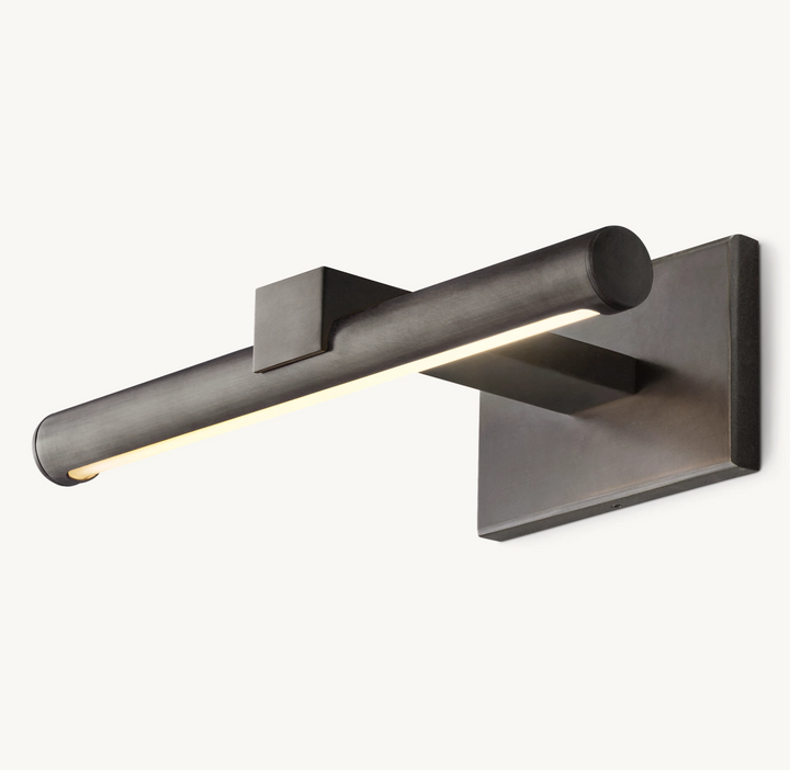 Hardwired modern brass 48-60 inch LED picture light, ideal for art display & decor.