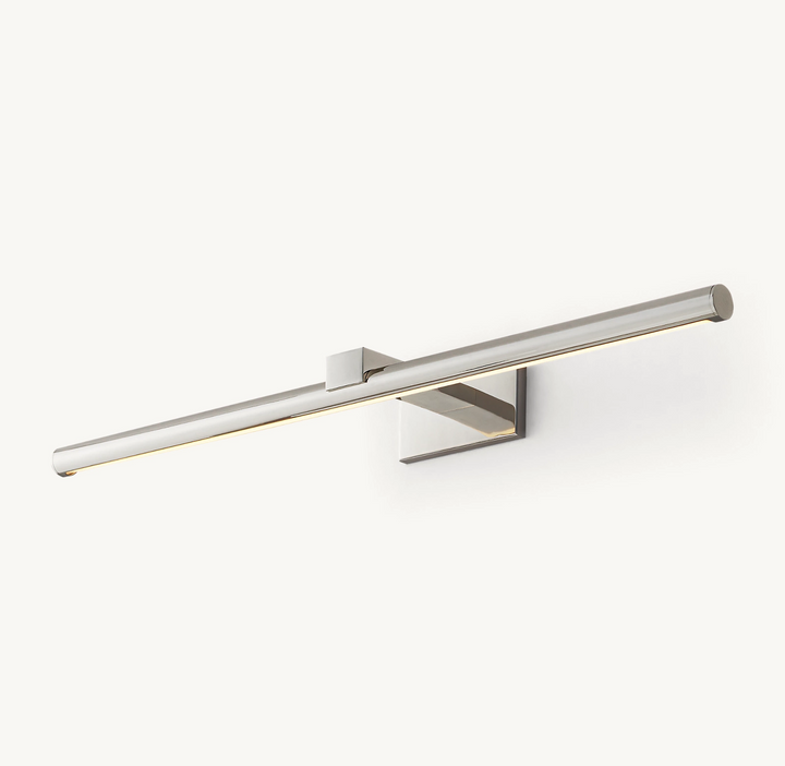 Modern 48-60 inch LED art lamp, brass, hardwired, perfect for illuminating large paintings.