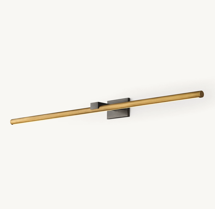 Long 48-60 inch LED picture light, brass, modern design, perfect for large art displays.