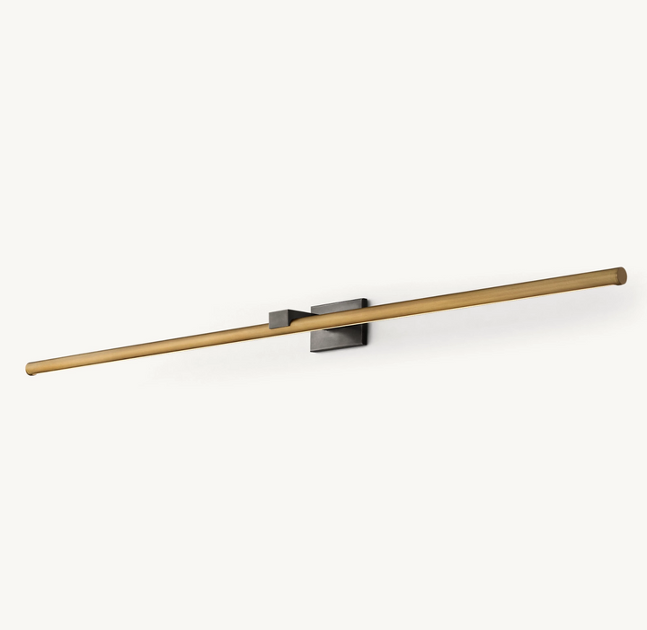 Modern brass LED picture light, 48-60 inch, warm white for art display & home decor.