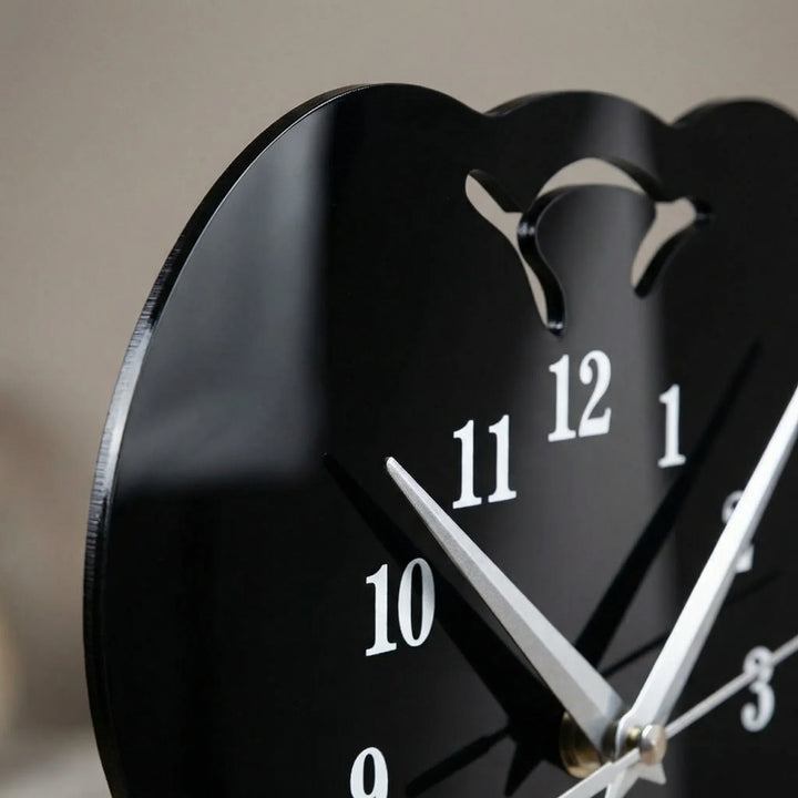 Stylish LED mirror clock for bathroom walls, offering clear time display & practical grooming space. Home decor.