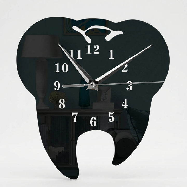 Modern wall mounted LED mirror clock. Ideal for a contemporary bathroom, enhances grooming & offers silent time.