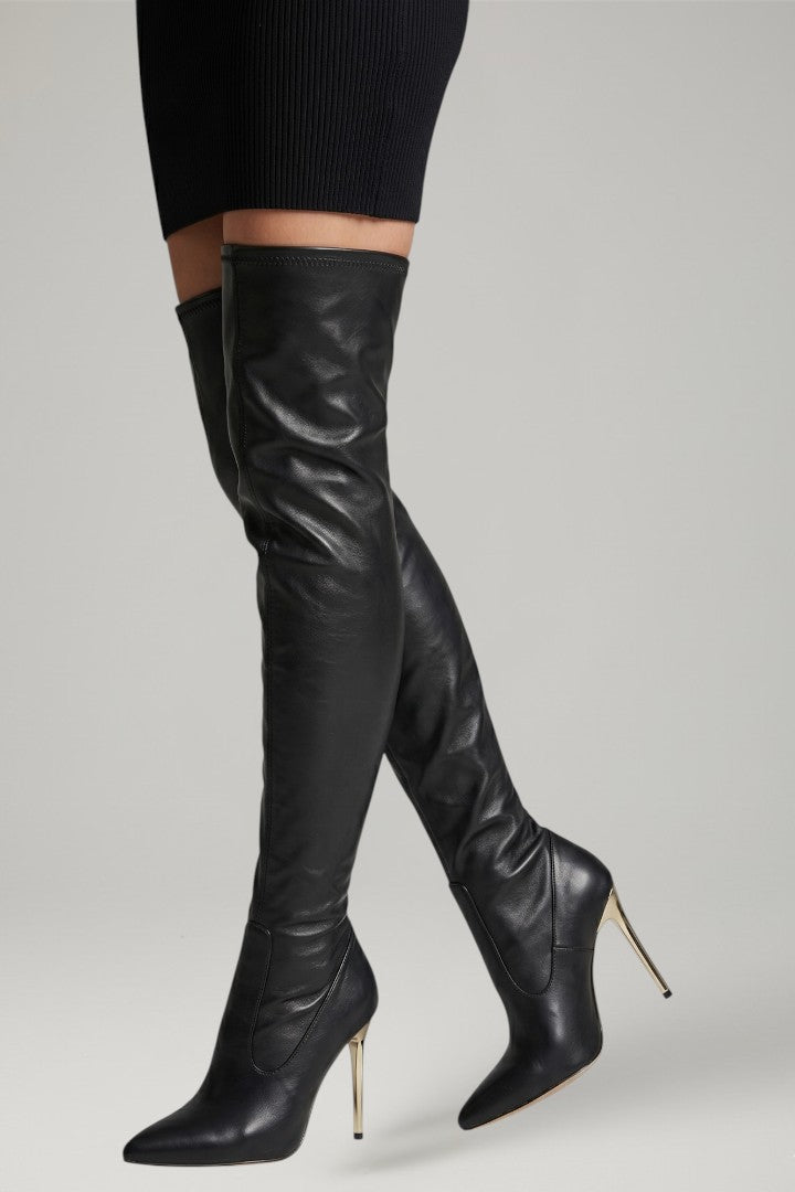 Women's tall boots featuring a slim heel & full zip closure, ideal for stylish dressy wear.