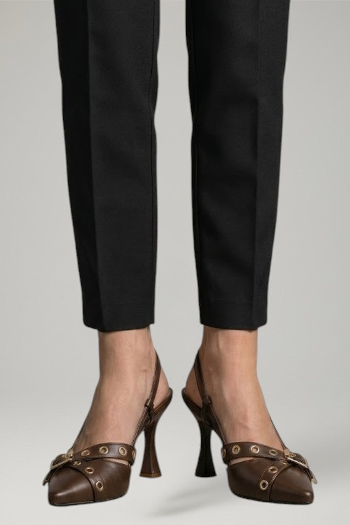 Sophisticated women's pointed toe buckle stiletto heels, ideal formal dress shoes for an elegant look.