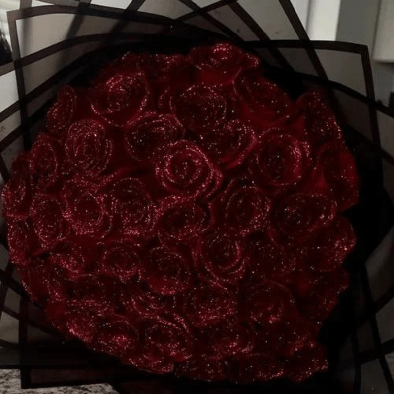 Shimmering everlasting glitter rose, a unique romantic gift or sparkling decorative accent for any room.