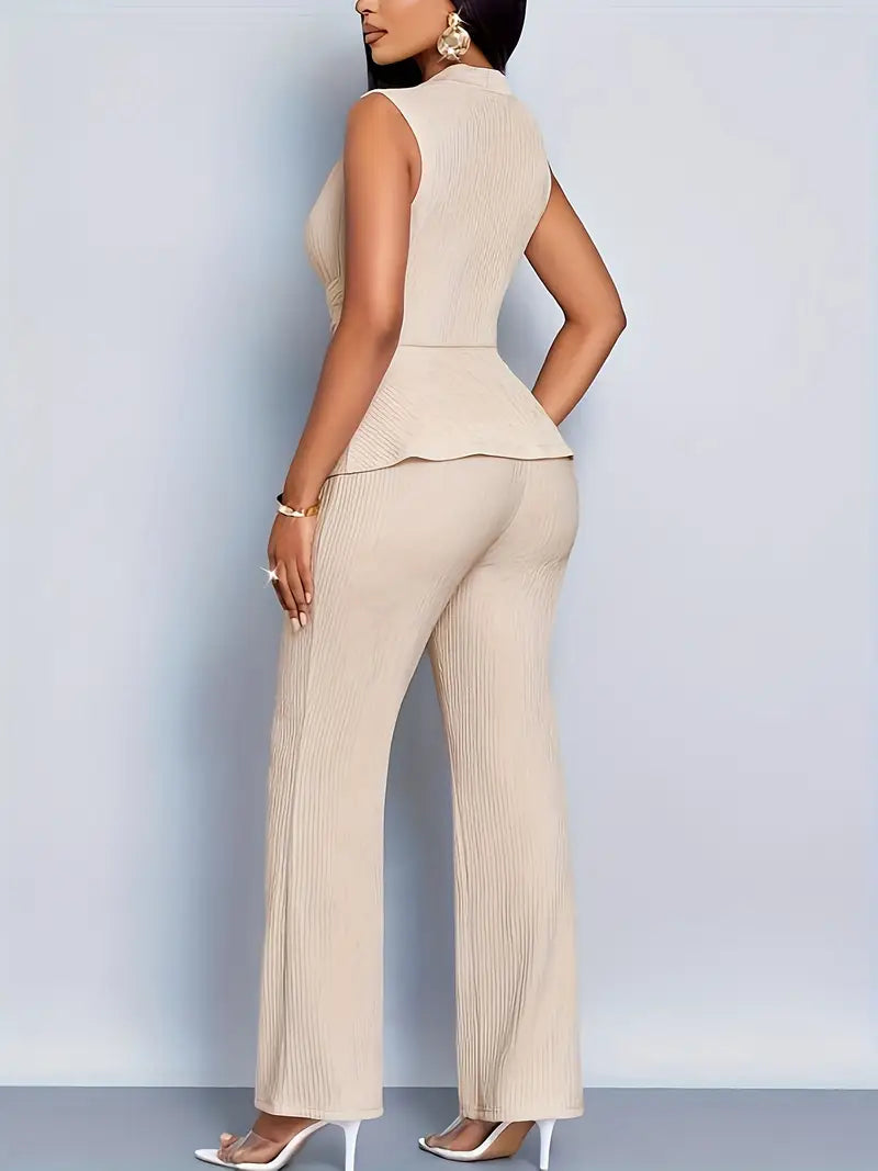 Versatile work-to-weekend outfit; Addison's pleated pants set in refined silhouette.