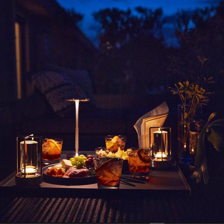 Adjustable cordless metal table lamp with IP66 waterproof, sleek modern design, crafted from high-grade metals, touch control
