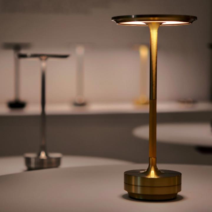 Adjustable cordless metal table lamp with IP66 waterproof, sleek modern design, crafted from high-grade metals, touch control