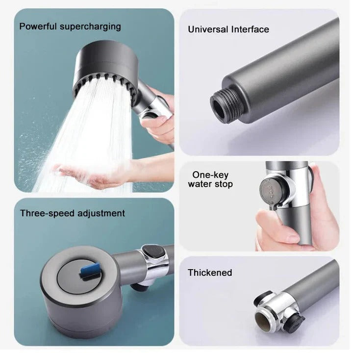 Modern adjustable showerhead with easy installation. Delivers high pressure water while offering water-saving spray modes for bathrooms.