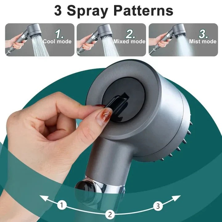 Chrome adjustable high pressure showerhead, offering various spray modes for a powerful, refreshing and water-efficient shower.