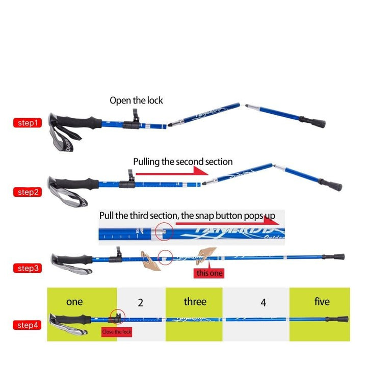 Essential trail equipment: collapsible trekking poles for all outdoor adventures.