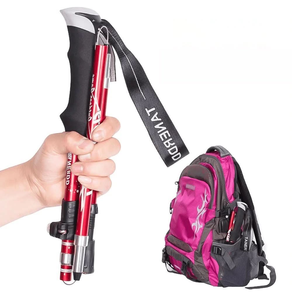 Compact adjustable hiking poles, easy to pack for travel and ready for any trail.
