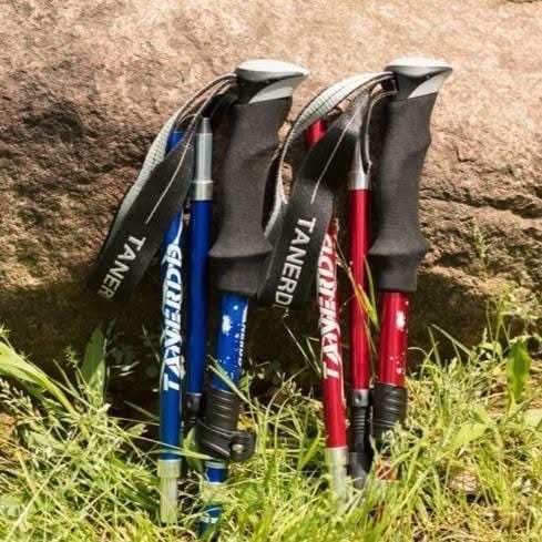Lightweight trekking poles for hikers, offering comfort & stability on long outdoor journeys.