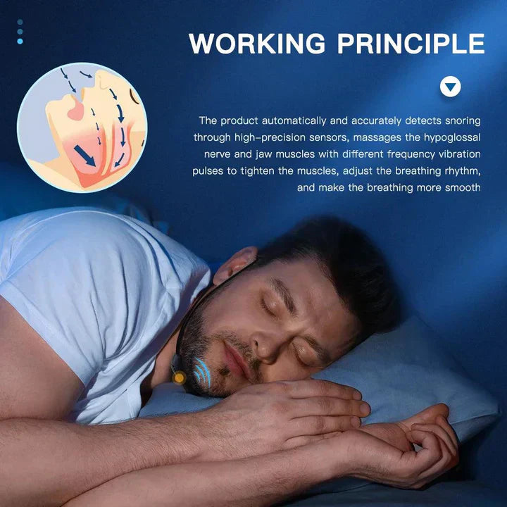 USB rechargeable anti-snoring device, a health aid for natural breathing & snore relief.