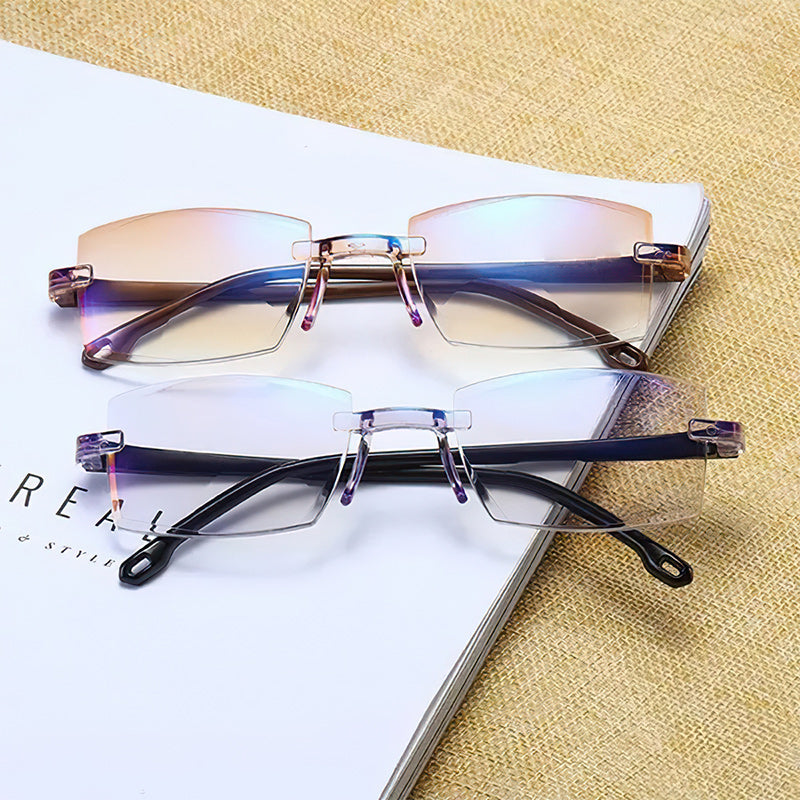 Unisex multifocal reading glasses with anti-blue light filter for presbyopia.