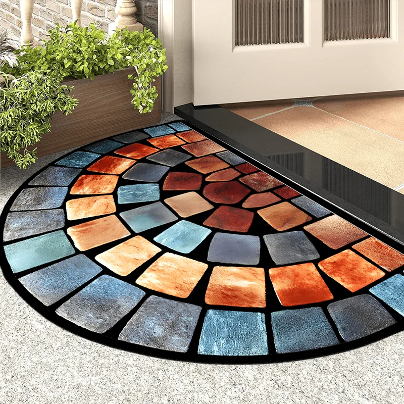 Aurora Stone Tile doormat with mosaic design, durable & non-slip for stylish indoor or outdoor entryway decor.