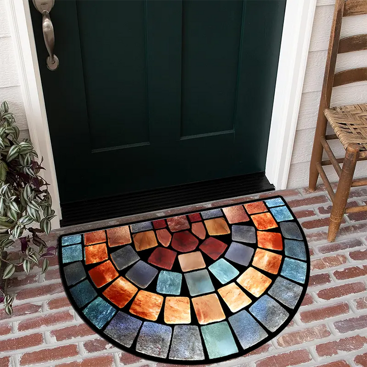 Durable Aurora Stone Tile doormat, elegant mosaic design. Non-slip indoor/outdoor floor mat for stylish home entry.