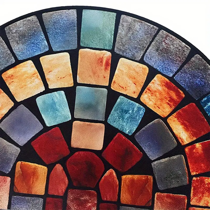 Stylish Aurora Stone Tile doormat, mosaic stone design. Durable non-slip floor mat, ideal for indoor & outdoor home entry.