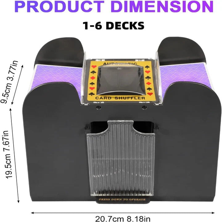 Efficient automatic electric card shuffler, ideal game accessory for fast, fair card dealing in any game.
