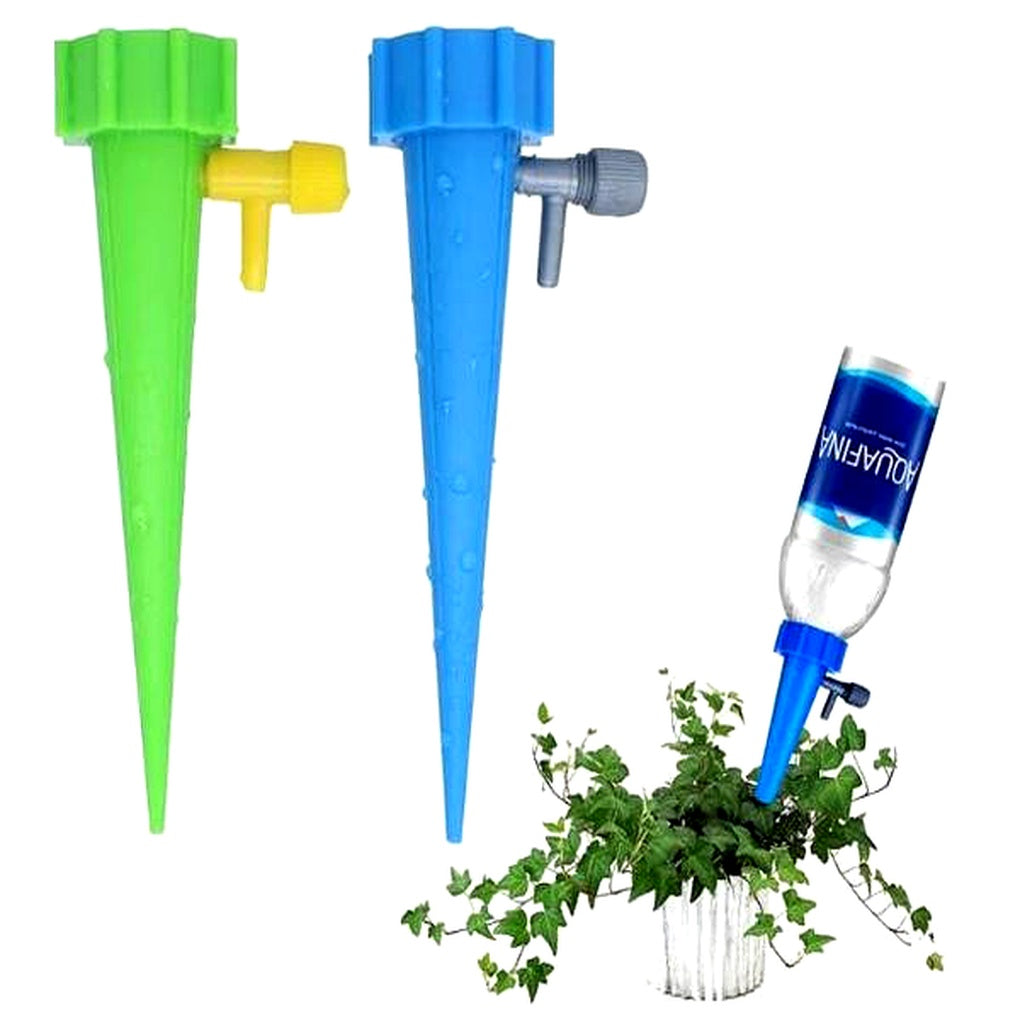Automatic plant watering spikes (12-pack) for garden & indoor plants. Self-watering system ensures healthy hydration.