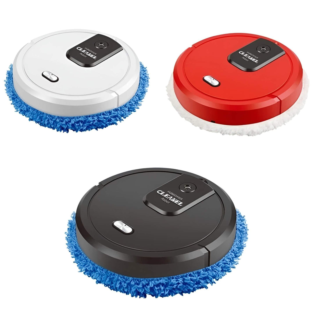 Automatic robot mop for hands-free hard floor cleaning. Rechargeable smart home appliance.