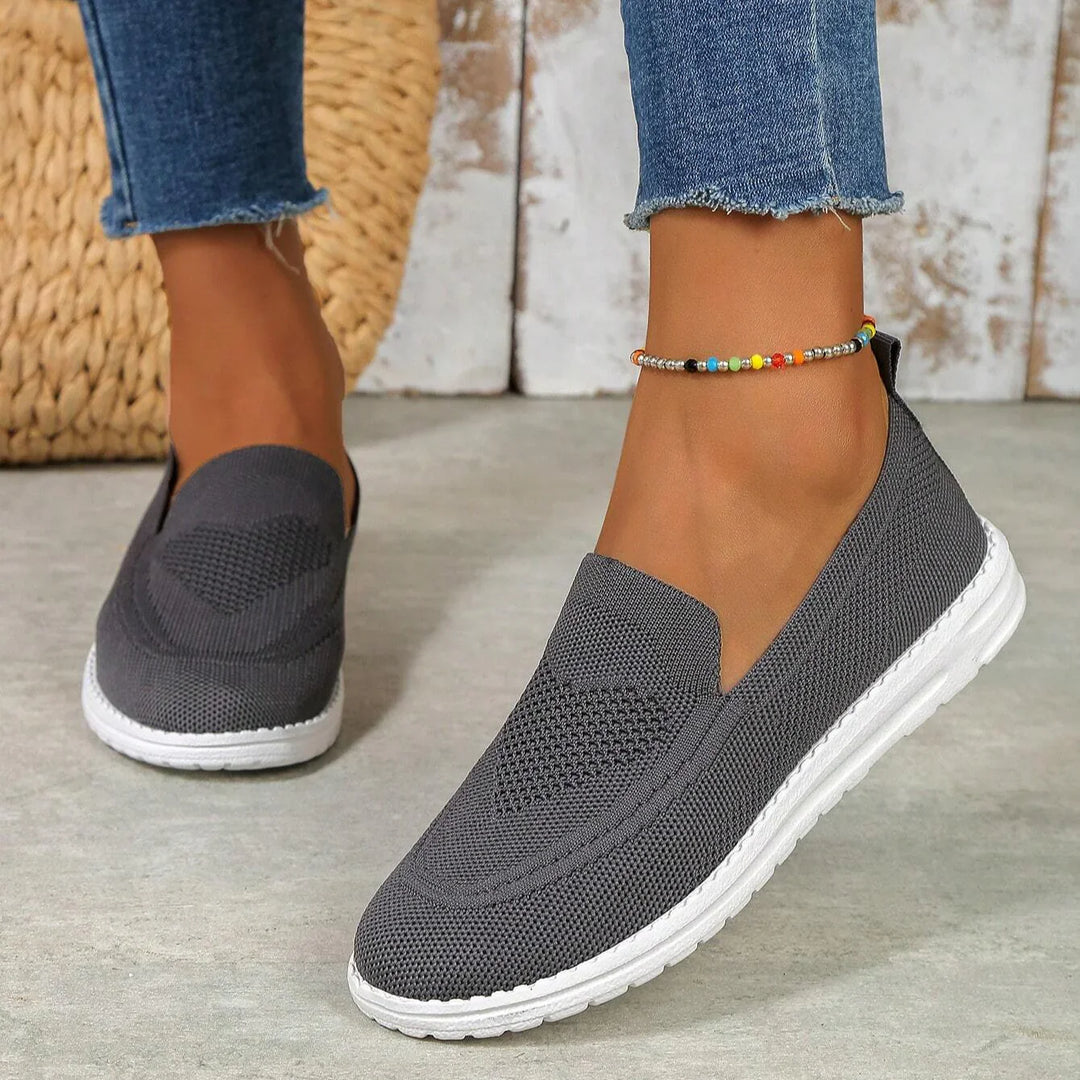 "Beige women's orthopedic breathable summer sneakers with mesh upper and wide toe box, ideal for comfort and style."