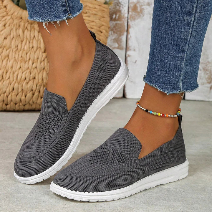 "Beige women's orthopedic breathable summer sneakers with mesh upper and wide toe box, ideal for comfort and style."